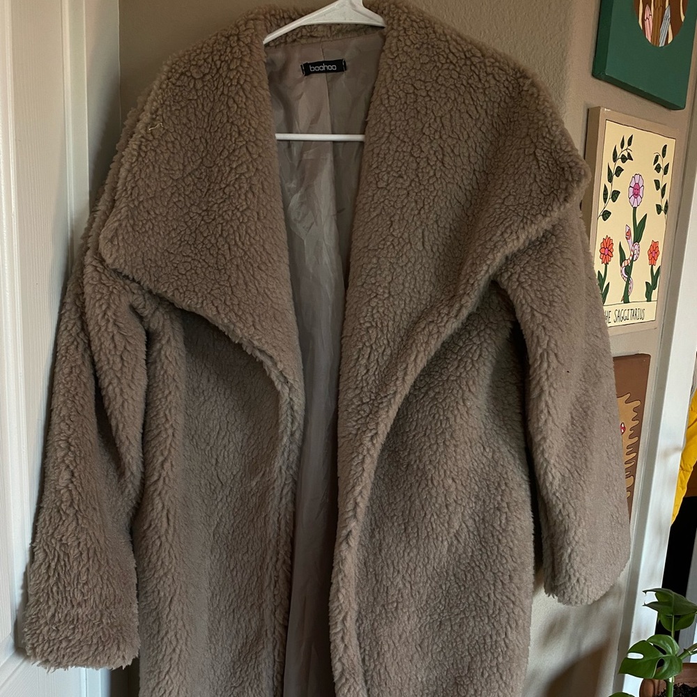 Boohoo Long Teddy Coat